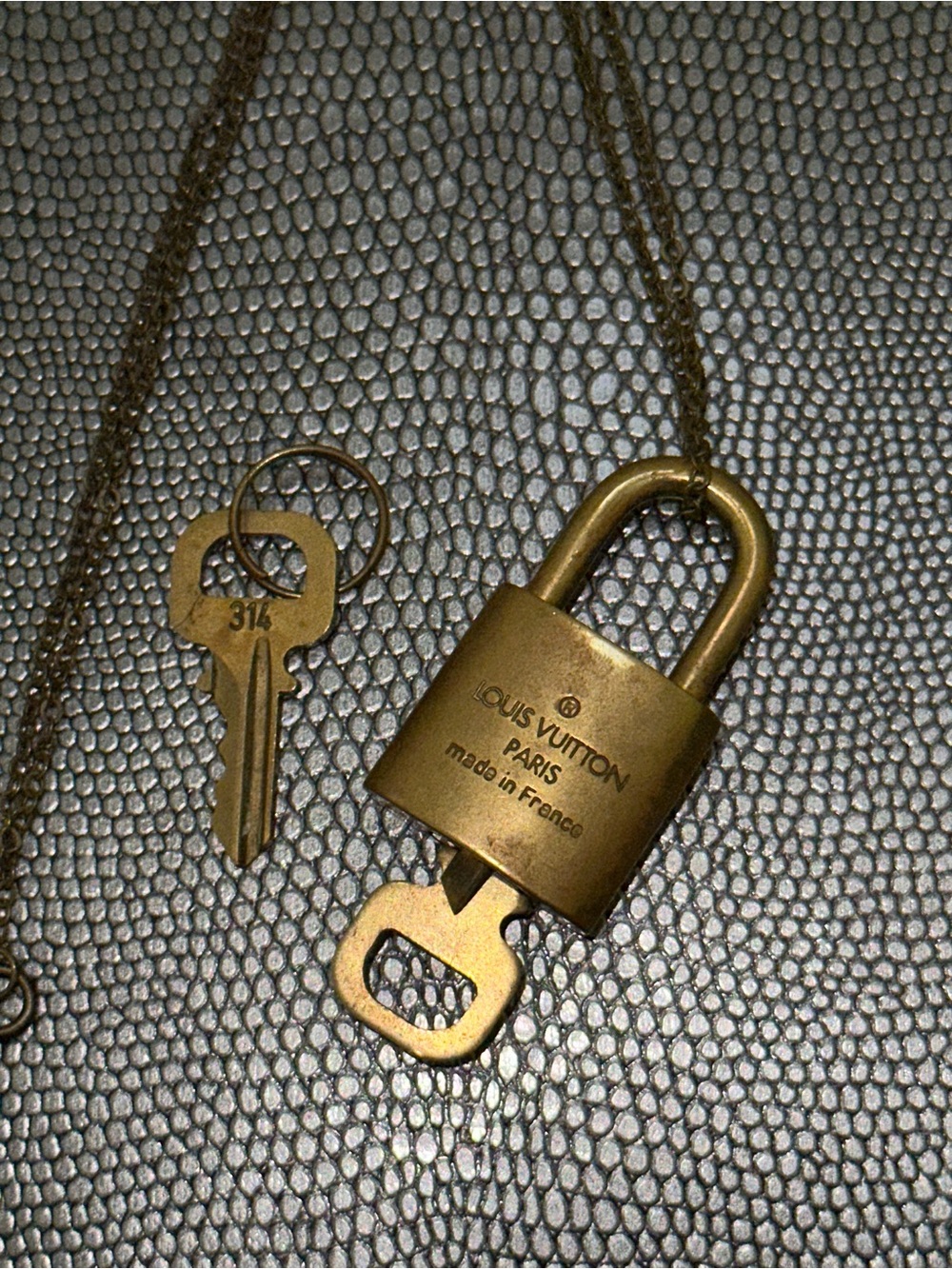 Louis Vuitton Brass-Tone Padlock Pendant Necklace